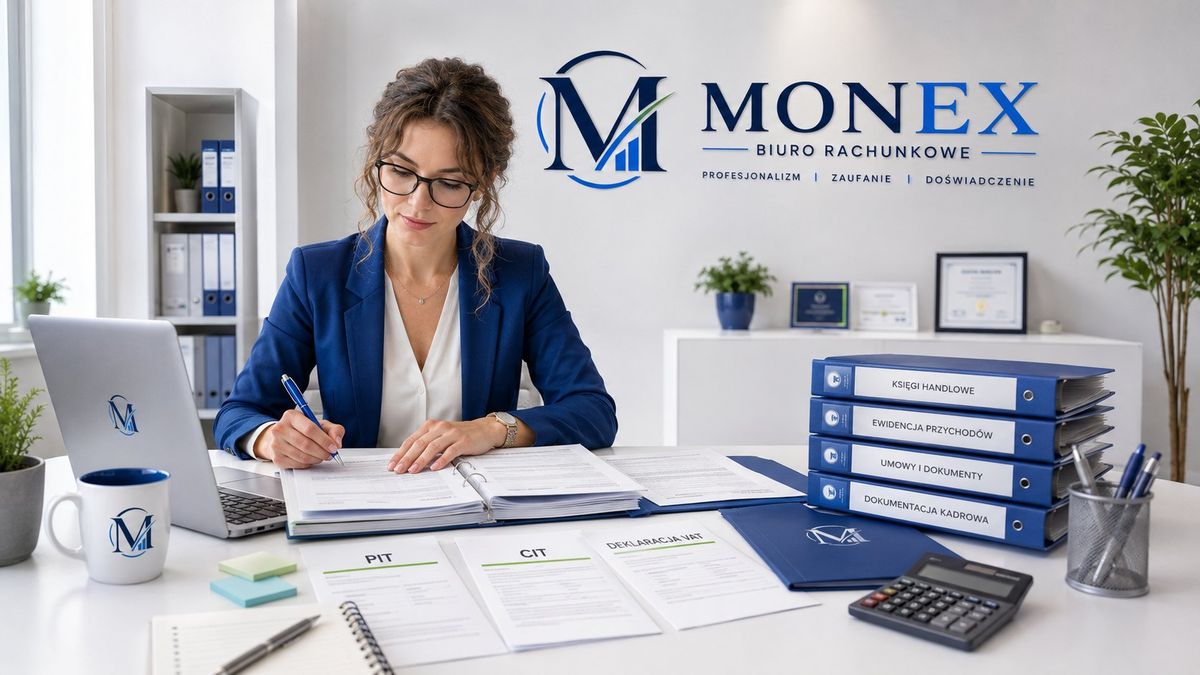 Monika Nosek — właścicielka Biura Rachunkowego Monex przy pracy